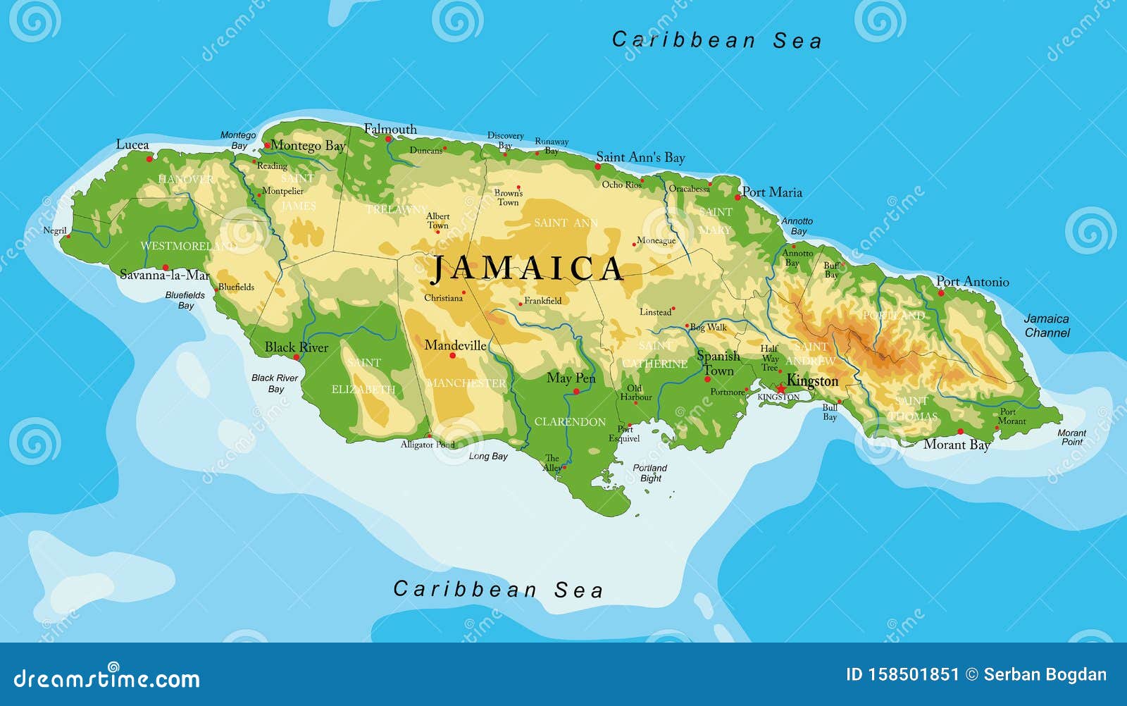 Relief Map Of Jamaica - Best Map of Middle Earth