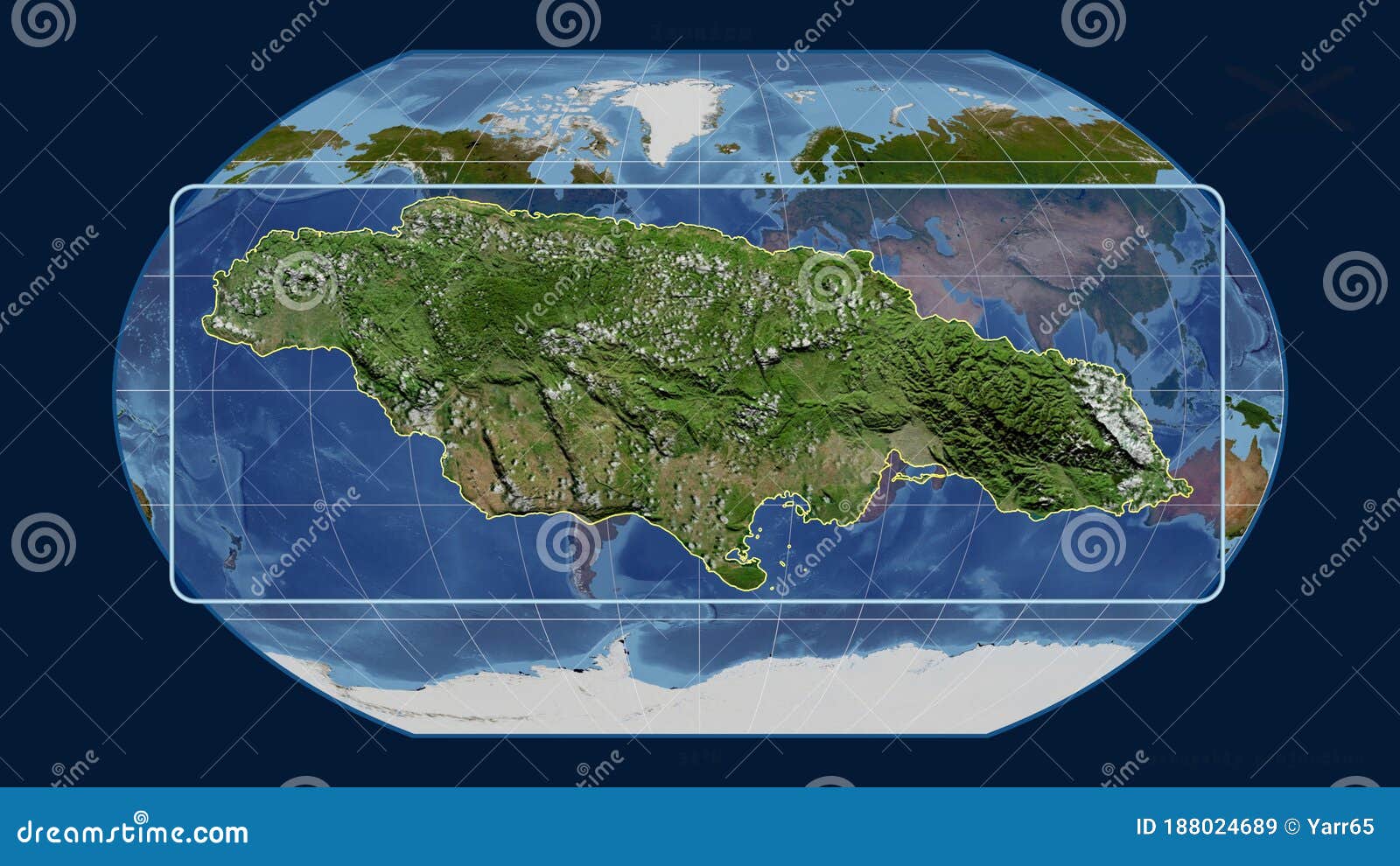 Satellite Map Of Jamaica Jamaica - Satellite. Kavrayskiy, Centered Stock Illustration - Illustration  Of Globe, Centered: 188024689