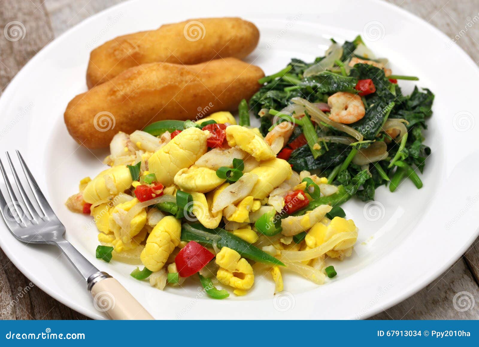 Jamaican breakfast stock photo. Image of calaloo, morning 67913034