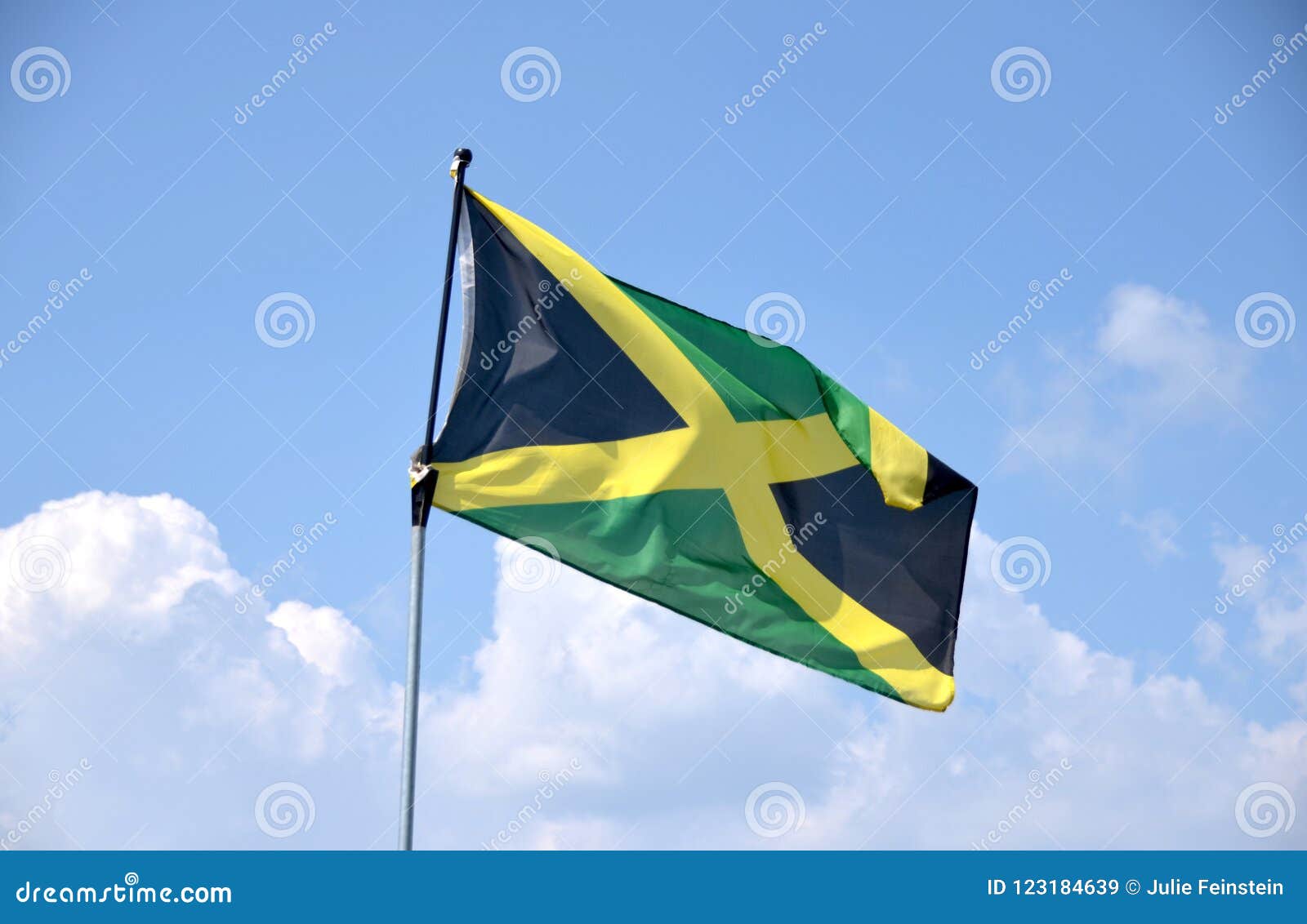 Jamaican Flag On Old White Wall Banner Stock Photography