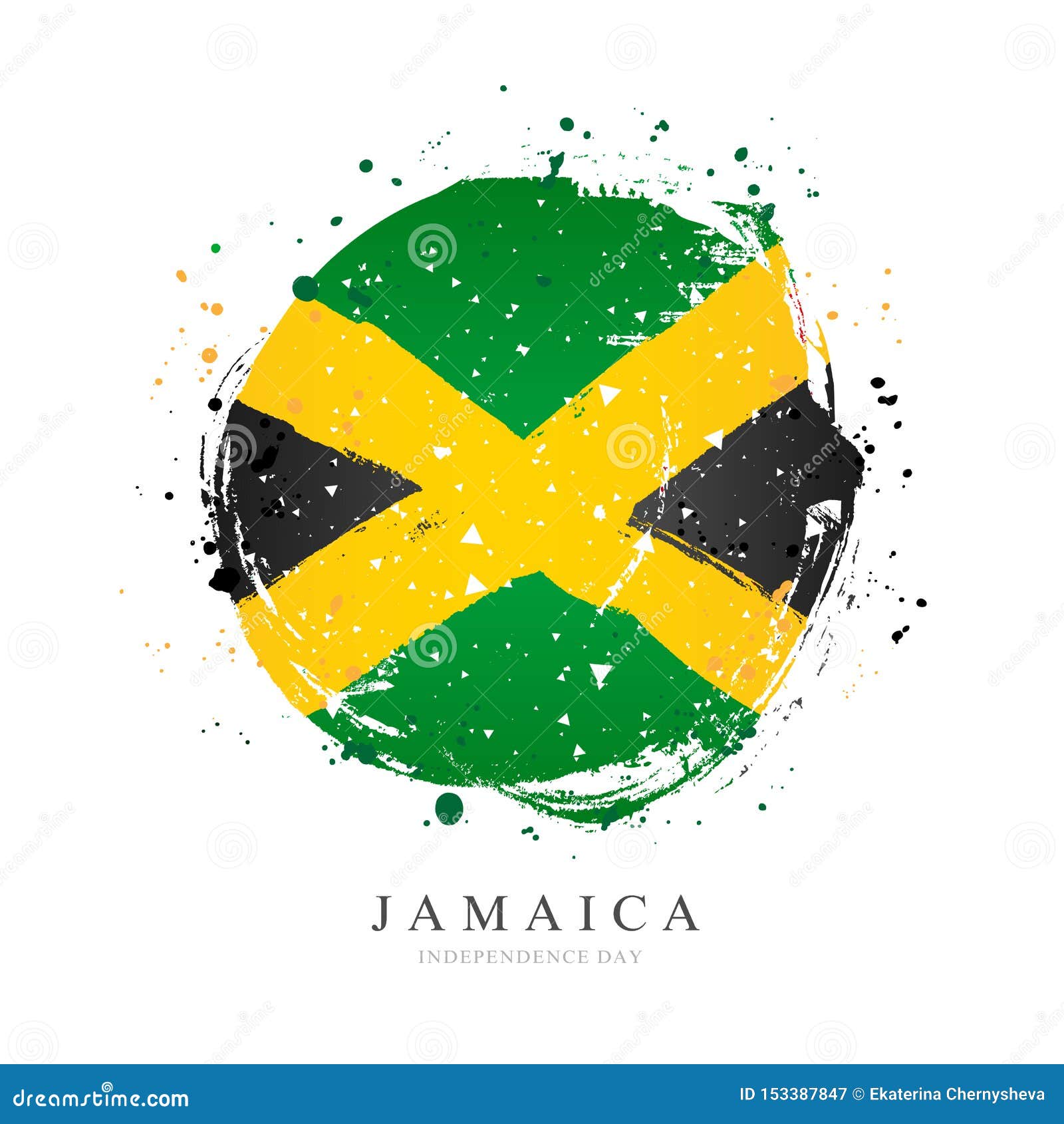 Jamaican Flag in the Form of a Large Circle Stock Vector Illustration of splatter, reggae