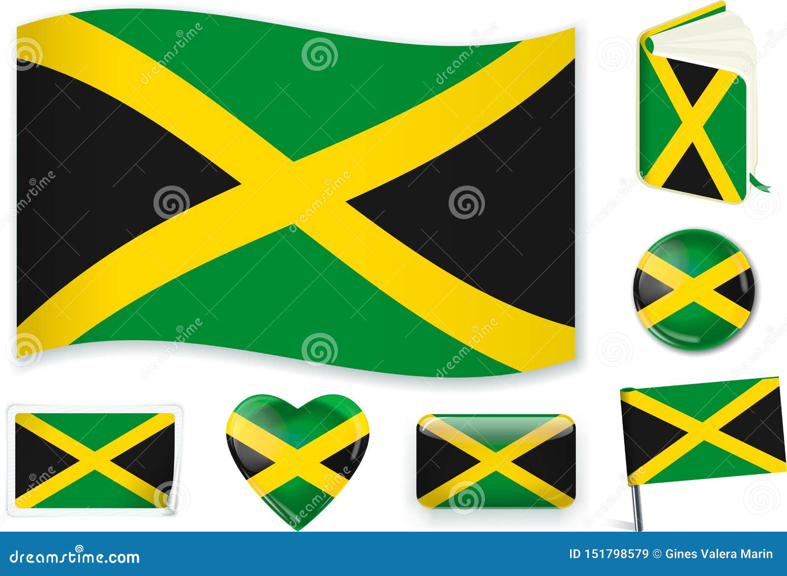 Download Jamaican Flag Wave, Book, Circle, Pin, Button, Heart And ...
