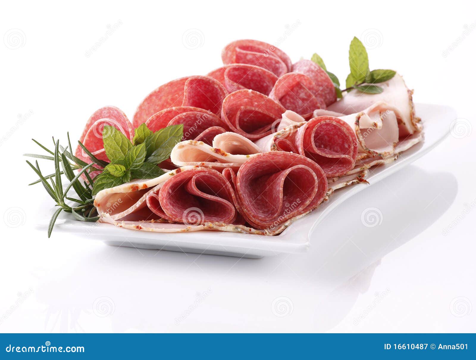 Jamón y salami imagen de archivo. Imagen de rebanada 16610487