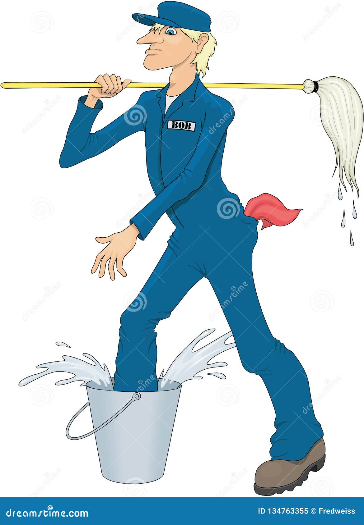 Janitor Cartoon Vector Illustration Stock Vector - Illustration of