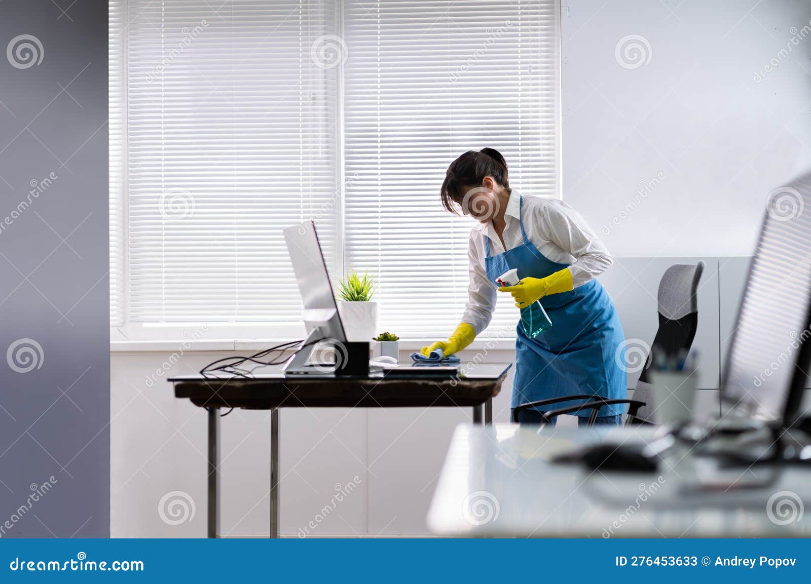 Janitor Cleaning Office Desk Stock Image Image of door, hygiene