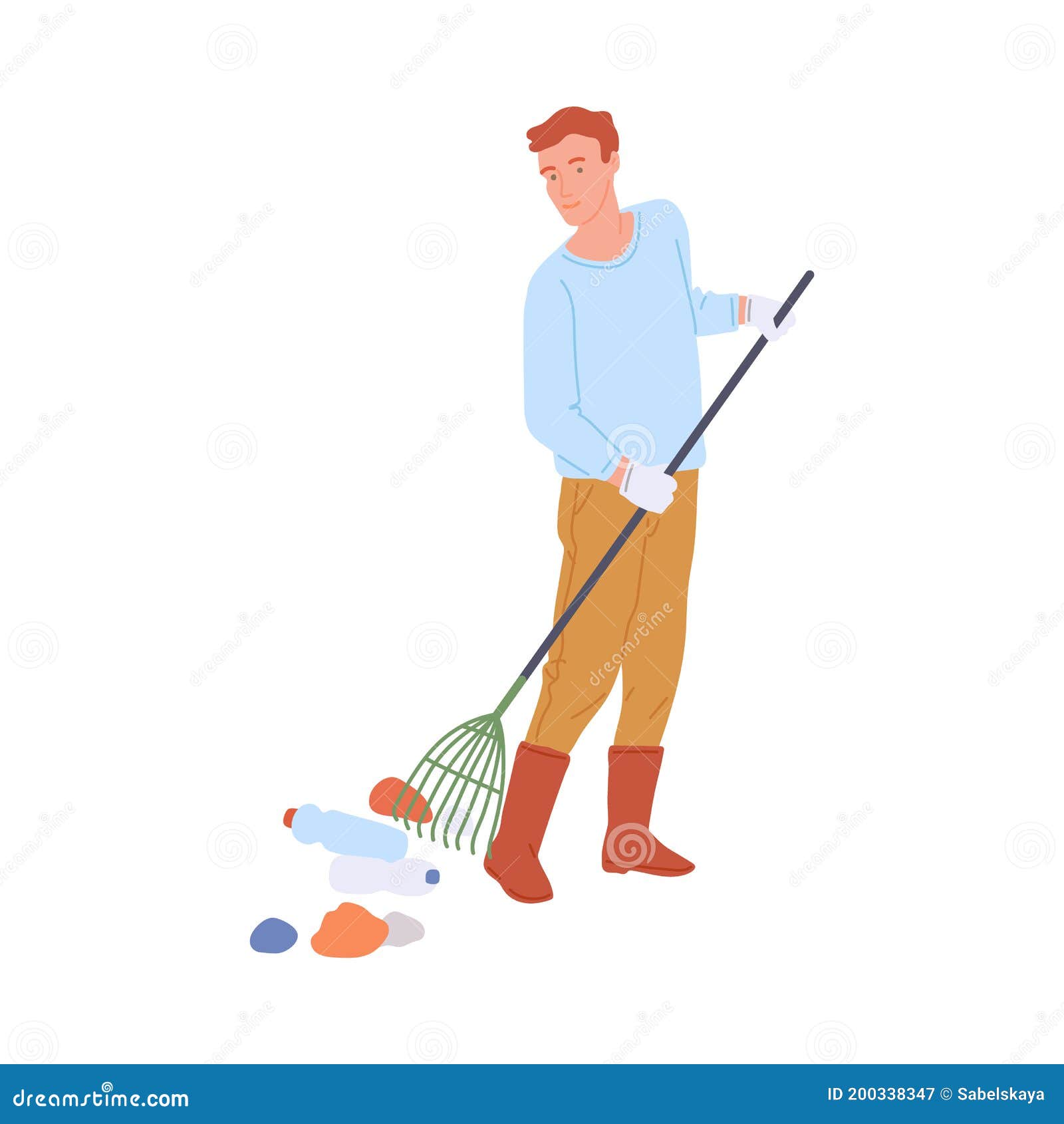 Janitor or Volunteer Cleaning the Park a Flat Vector Isolated ...