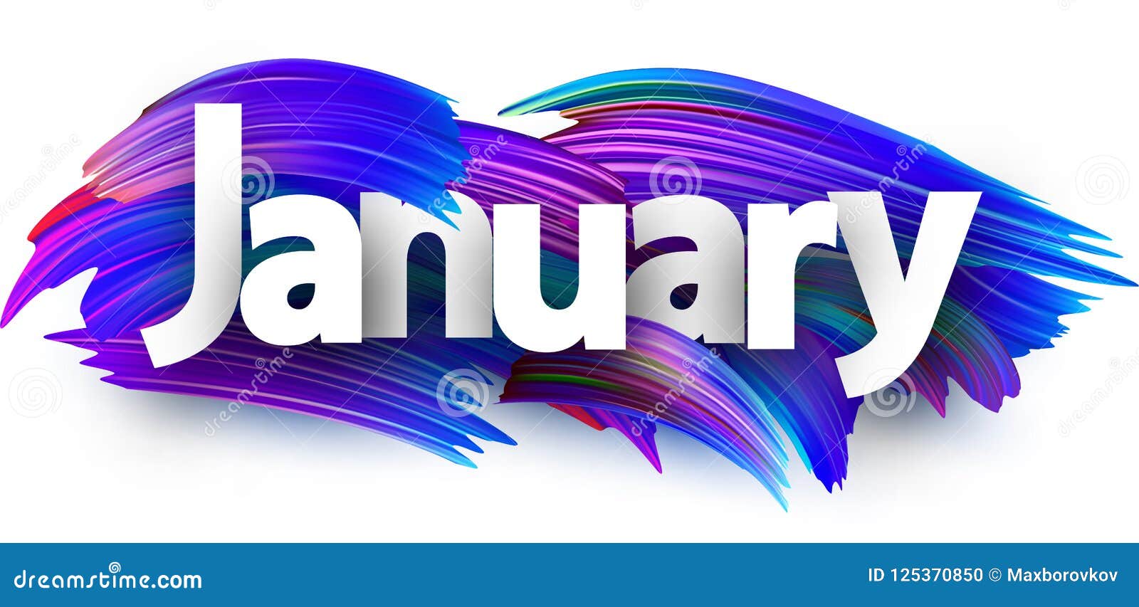 january banner with blue brush strokes.