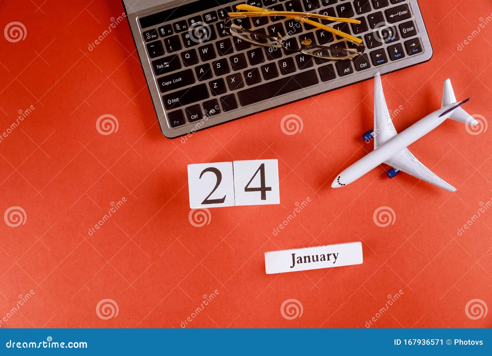 24 January Calendar With Accessories On Business Workspace Office