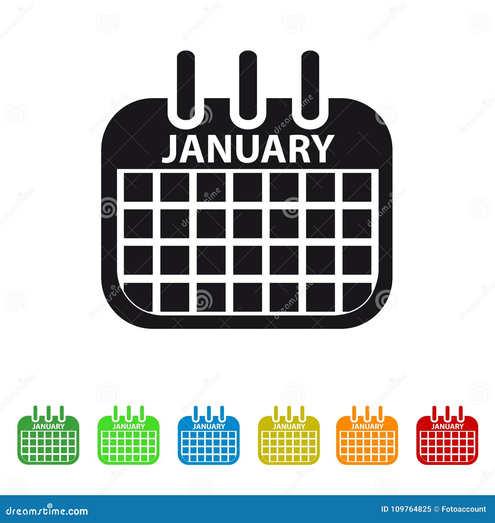 January Calendar Icon Colorful Vector Symbol Stock Vector
