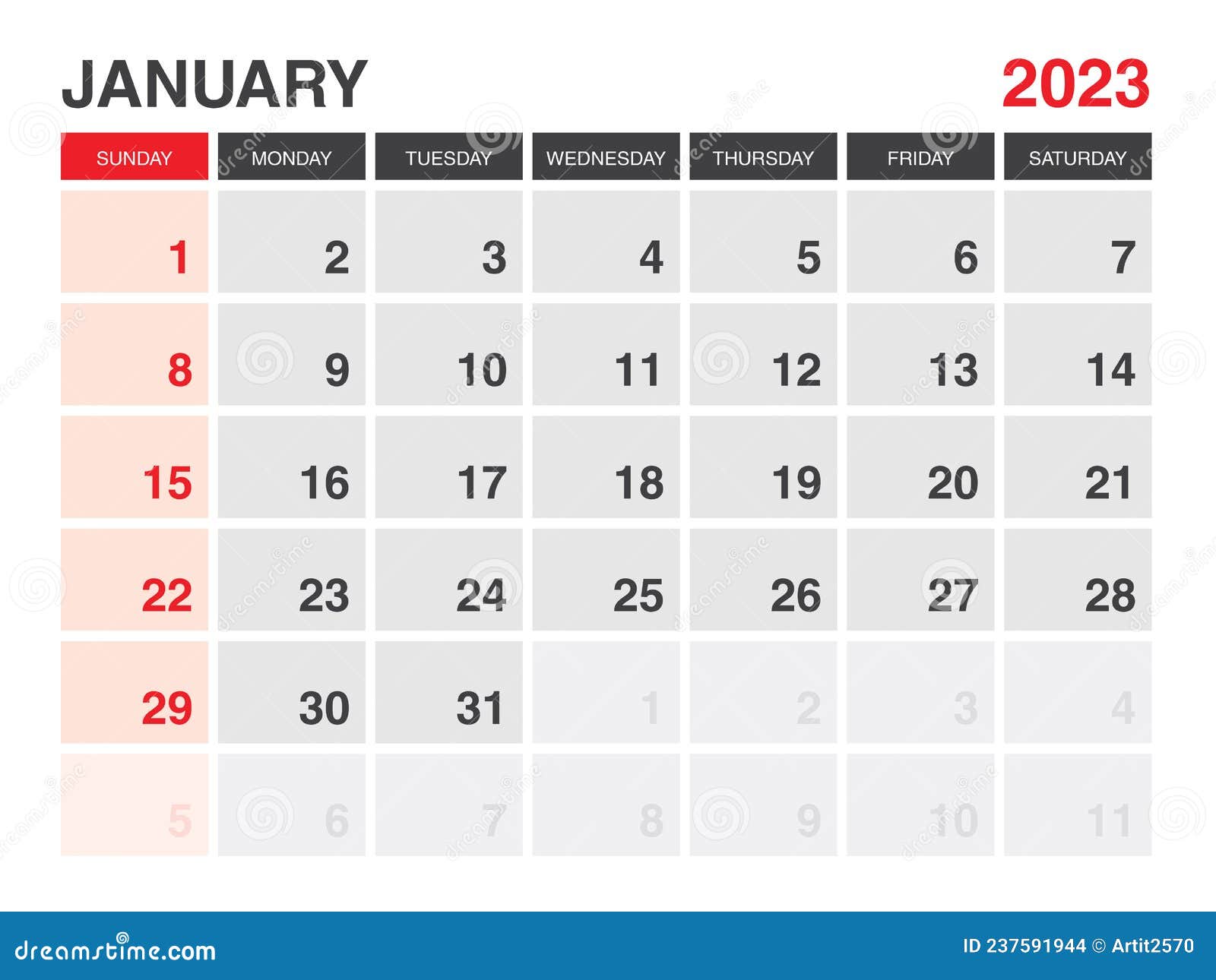 January 2023 Calendar Printable Calendar 2023 Planner 2023 Design