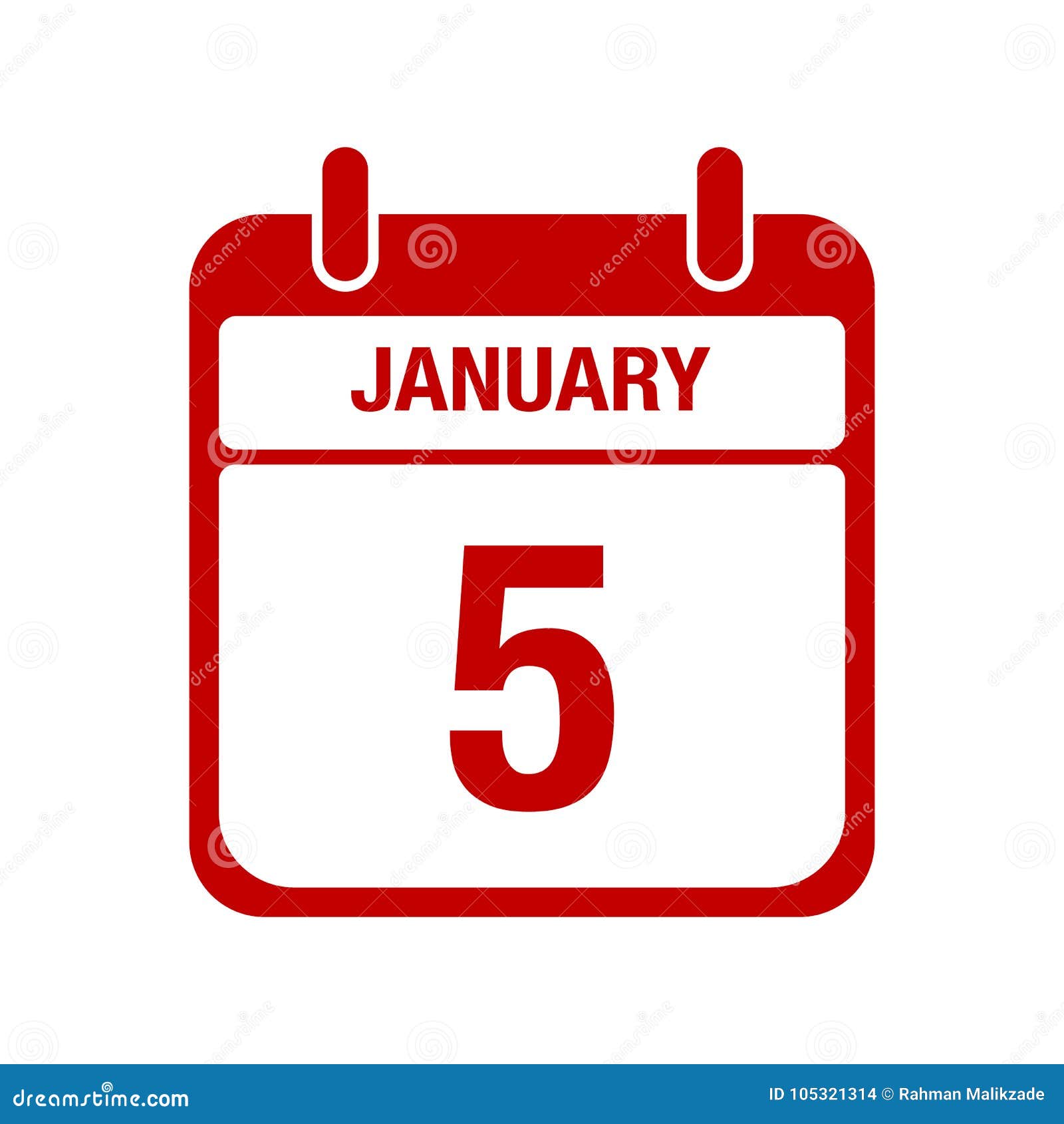 5 January Calendar Red Icon Eps Stock Vector Illustration of date