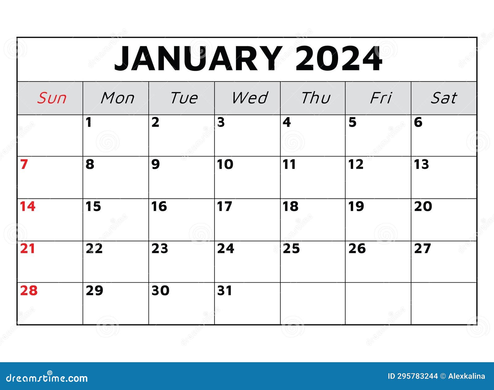 january 2024 calendar.  