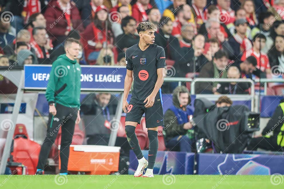 UEFA Champions League Benfica Vs Barcelona Lamine Yamal of Barcelona