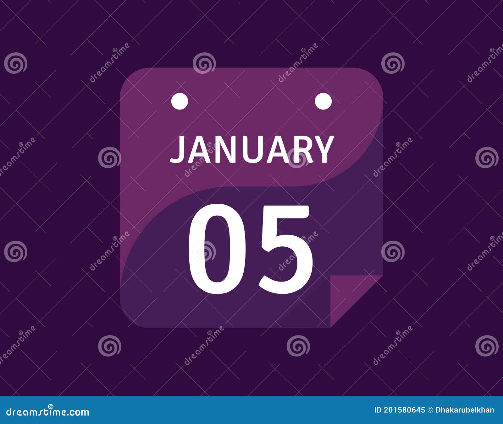 5 January, January 5 Icon Single Day Calendar Vector Illustration Stock