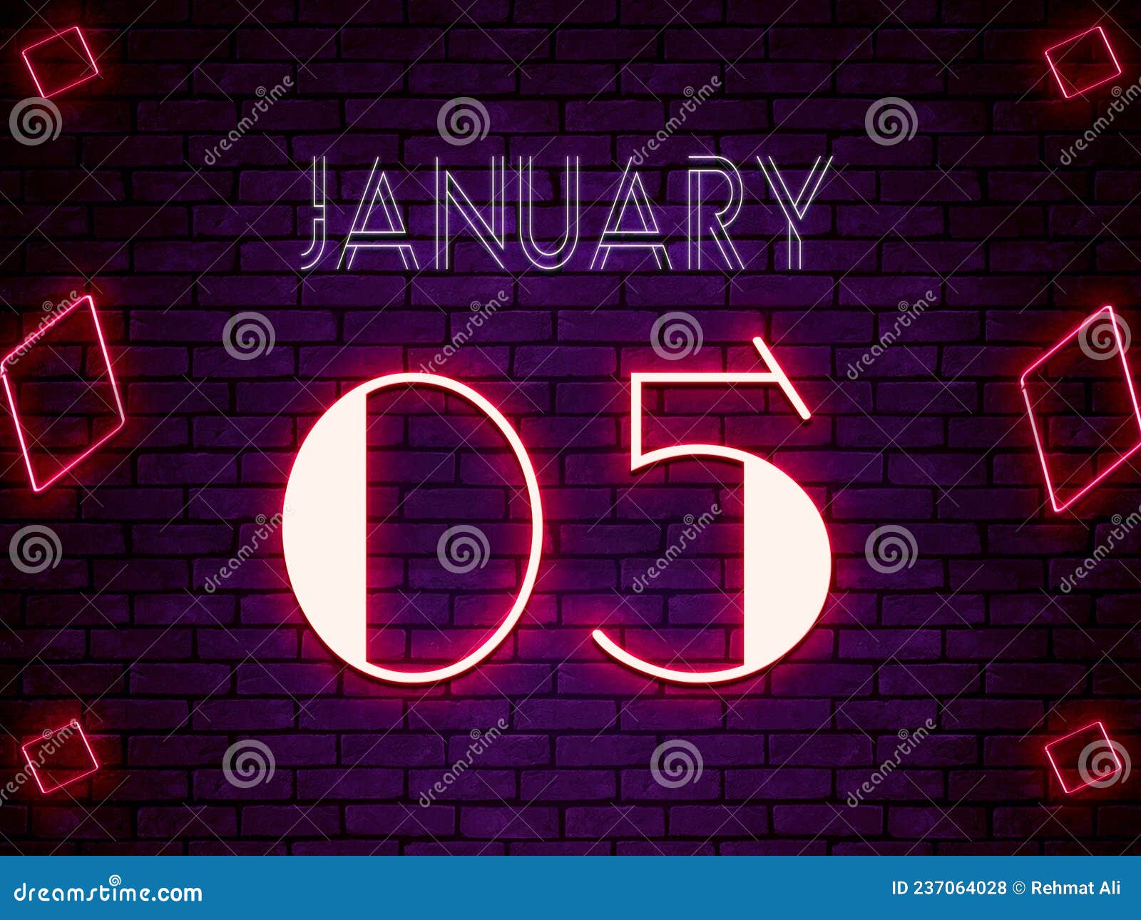 January 05. Image of January, Calendar on Background with Empty Space