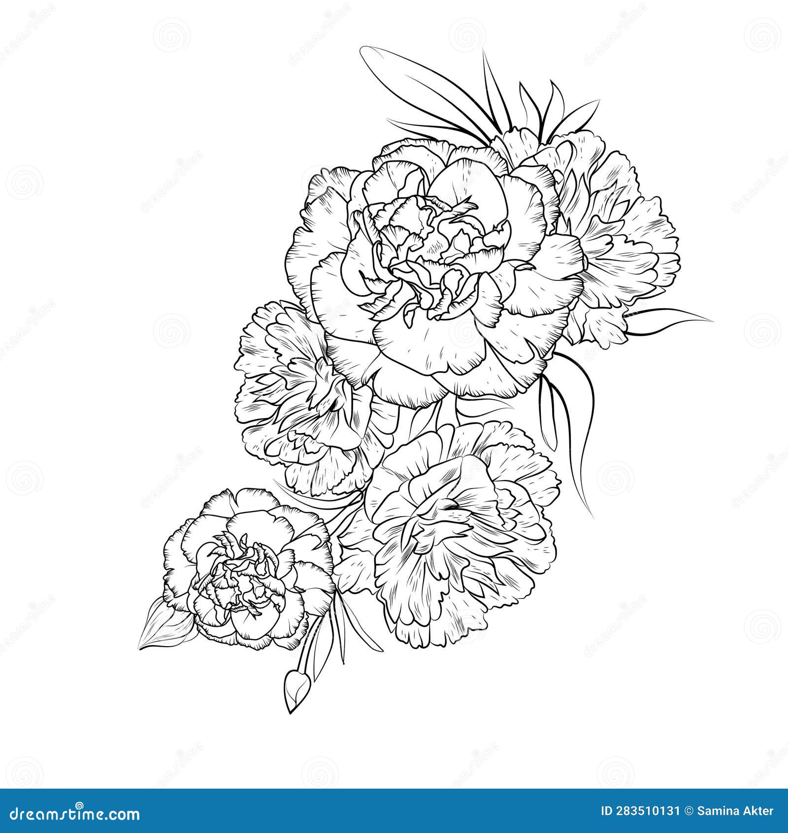January Line Drawing Simple Carnation Tattoo, January Birth Flower Tattoo, Carnation January Flower Tattoo, Stock Vector - Illustration of drawing, decorative: 283510131