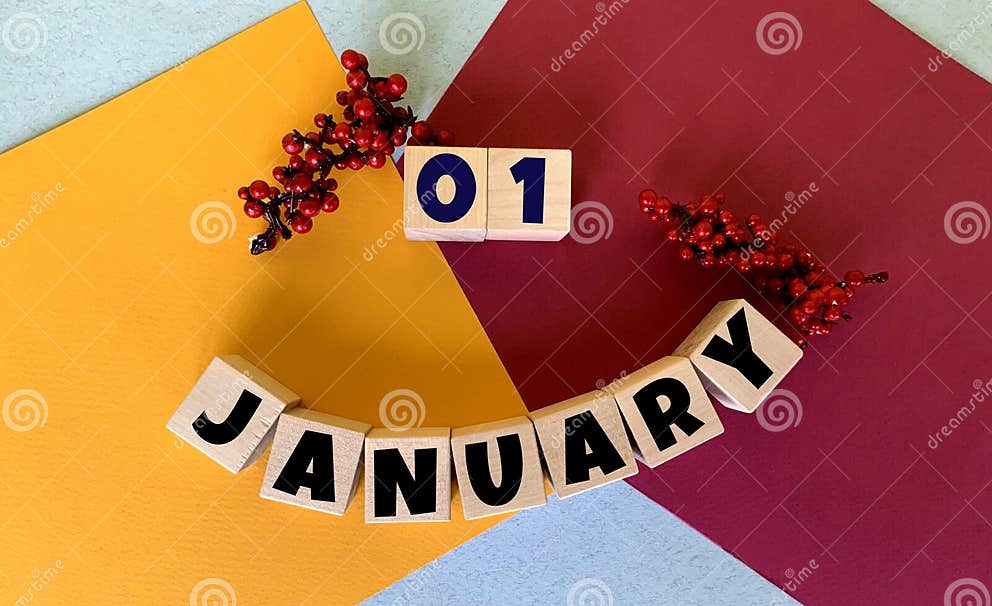 january-1-on-a-multi-colored-background-on-wooden-cubes-calendar-for