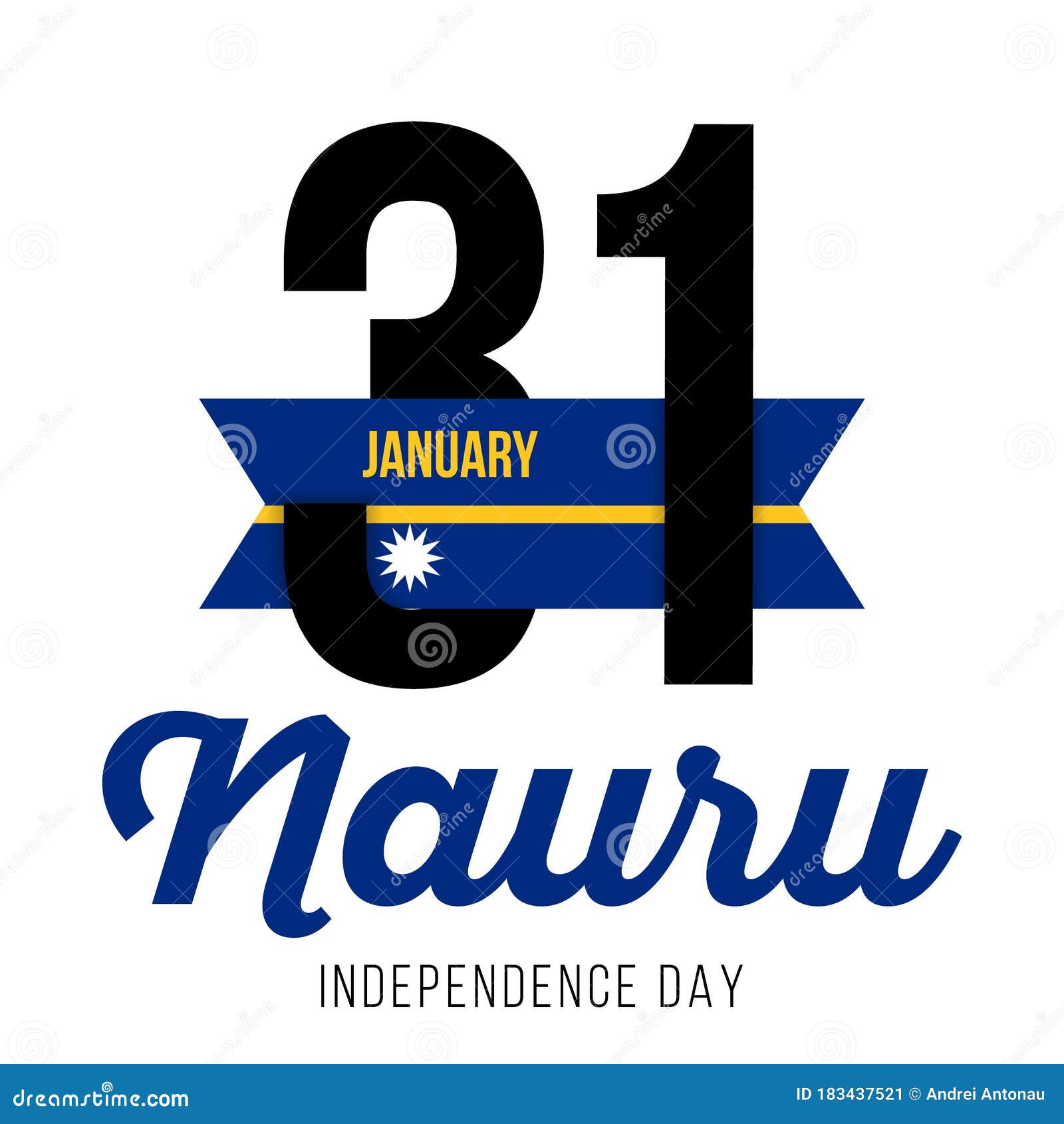 31-January-the Day of Nauru and Text with the Colors of the of Nauru Stock Illustration - Illustration of card, country: