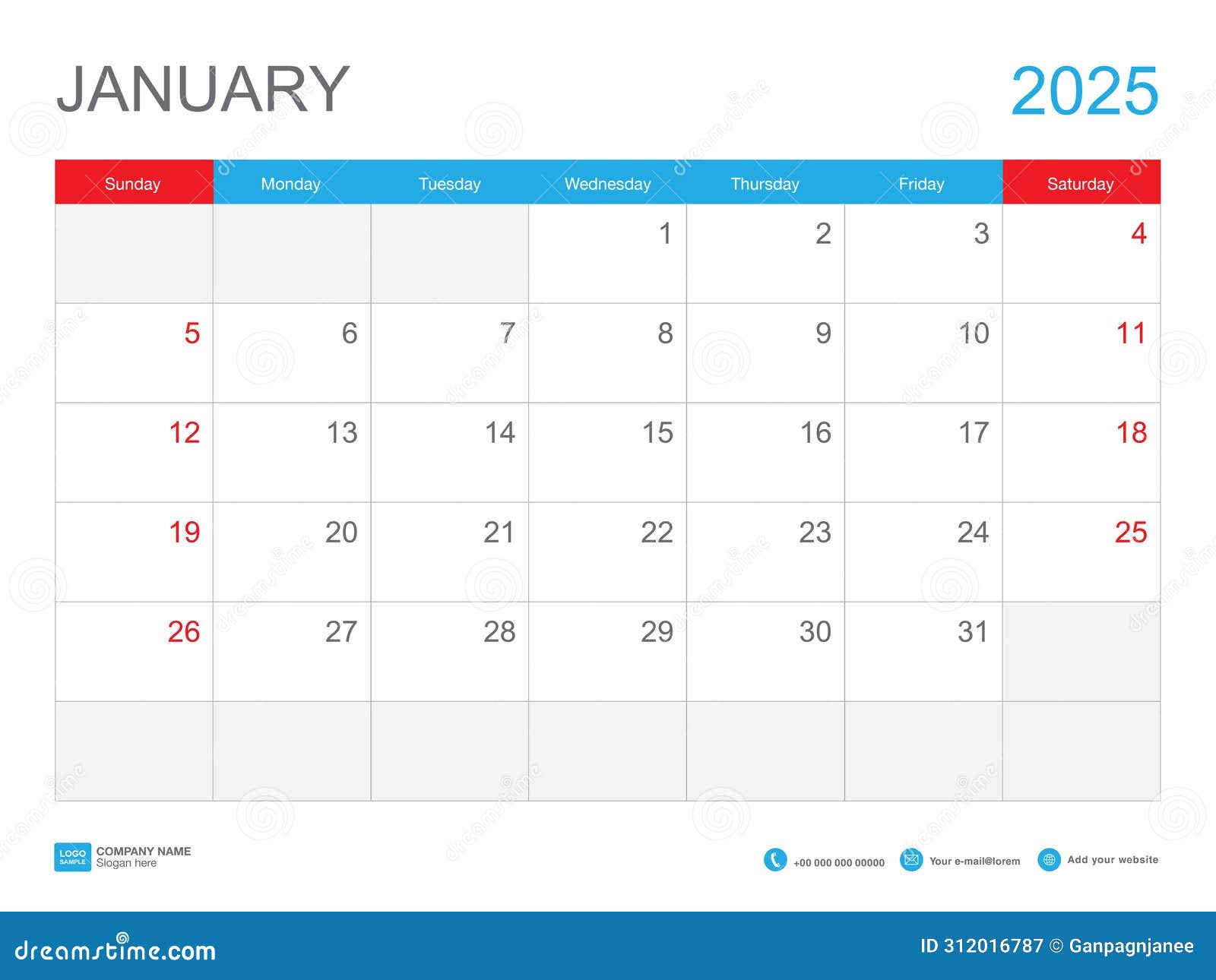 January 2025 Template, Calendar 2025 Design, Desk Calendar 2025