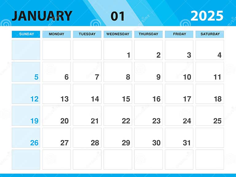 January 2025 Template, Calendar 2025 Template Vector, Planner Monthly Design, Desk Calendar 2025