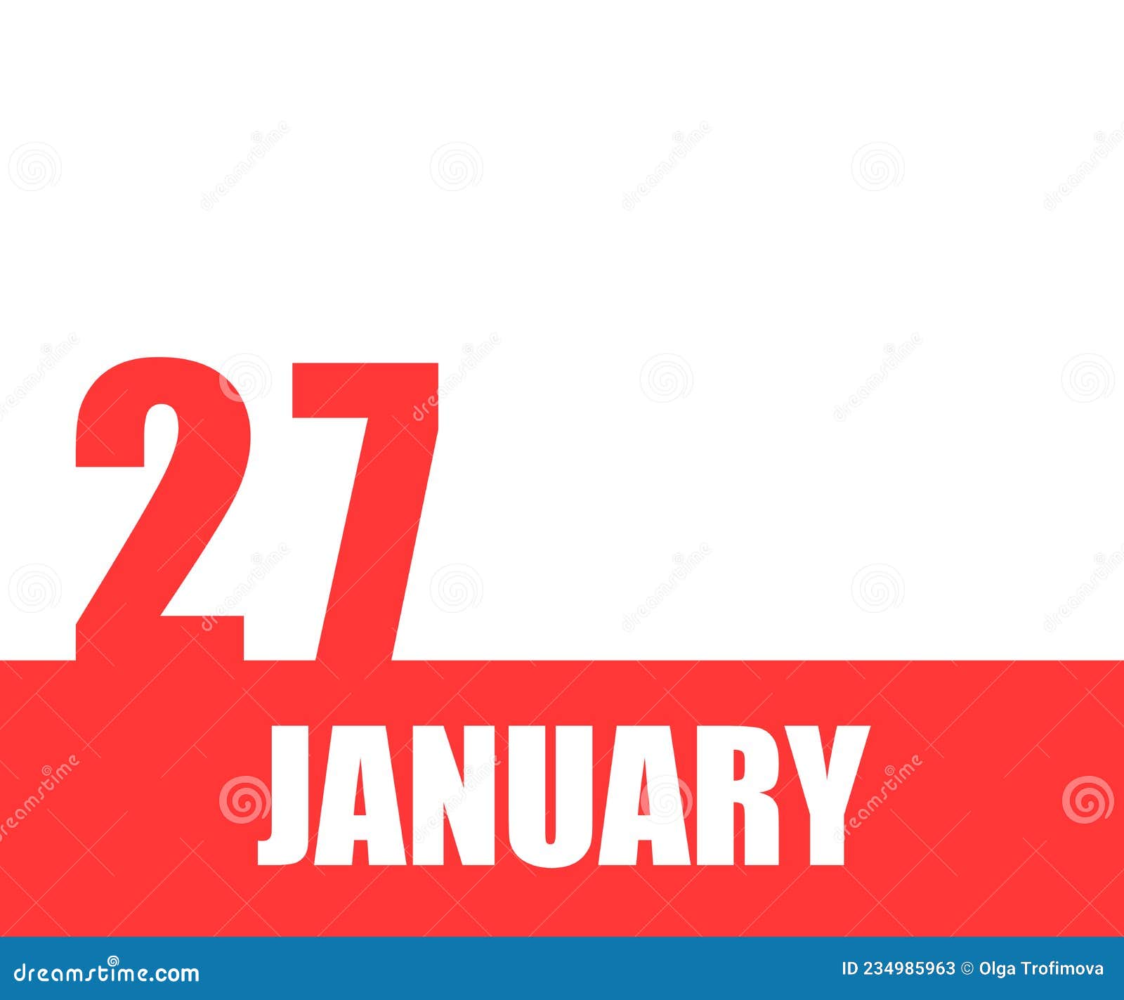 January. 27th Day of Month, Calendar Date Stock Illustration
