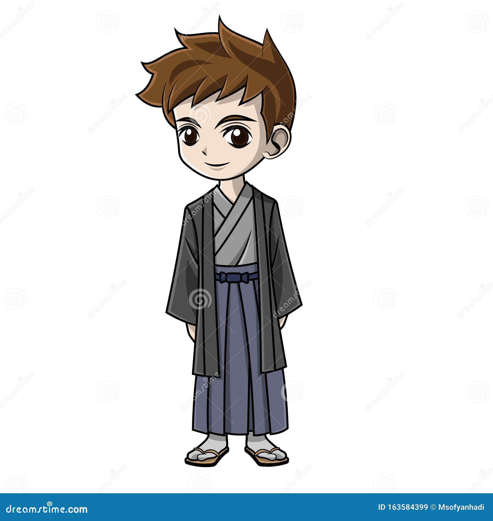 Cartoon Boy Wearing Japanese Clothes Stock Vector - Illustration of easy,  people: 163584399