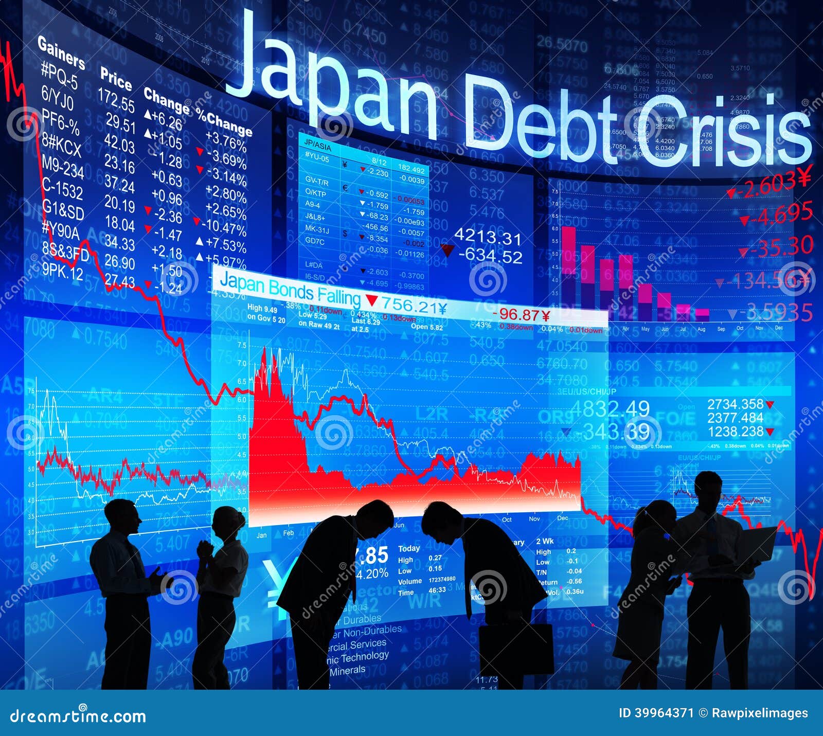Japan Debt Crisis stock image. Image of data, crisis 39964371