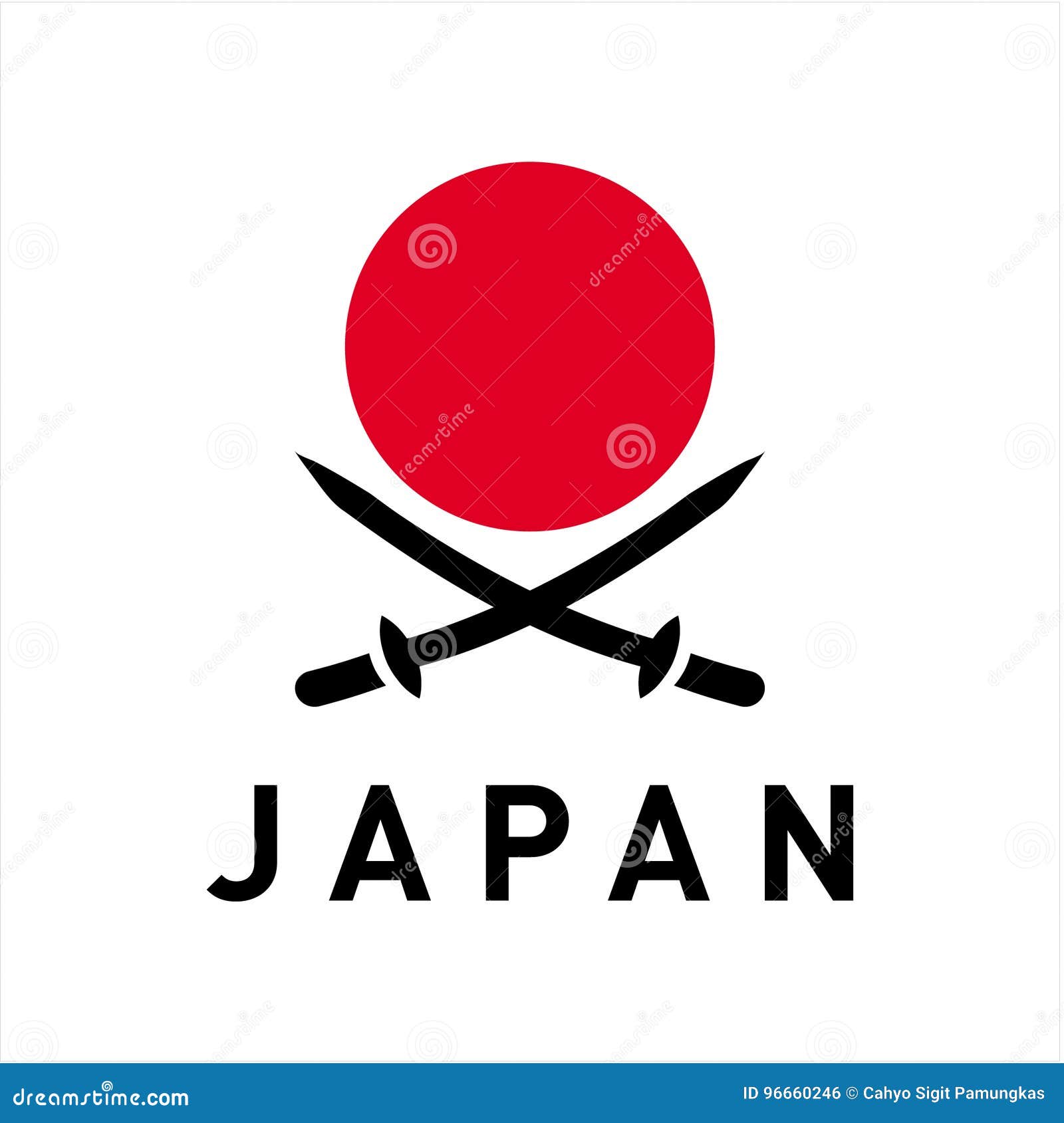 Japan Flag with Samurai in White Background Stock Vector Illustration