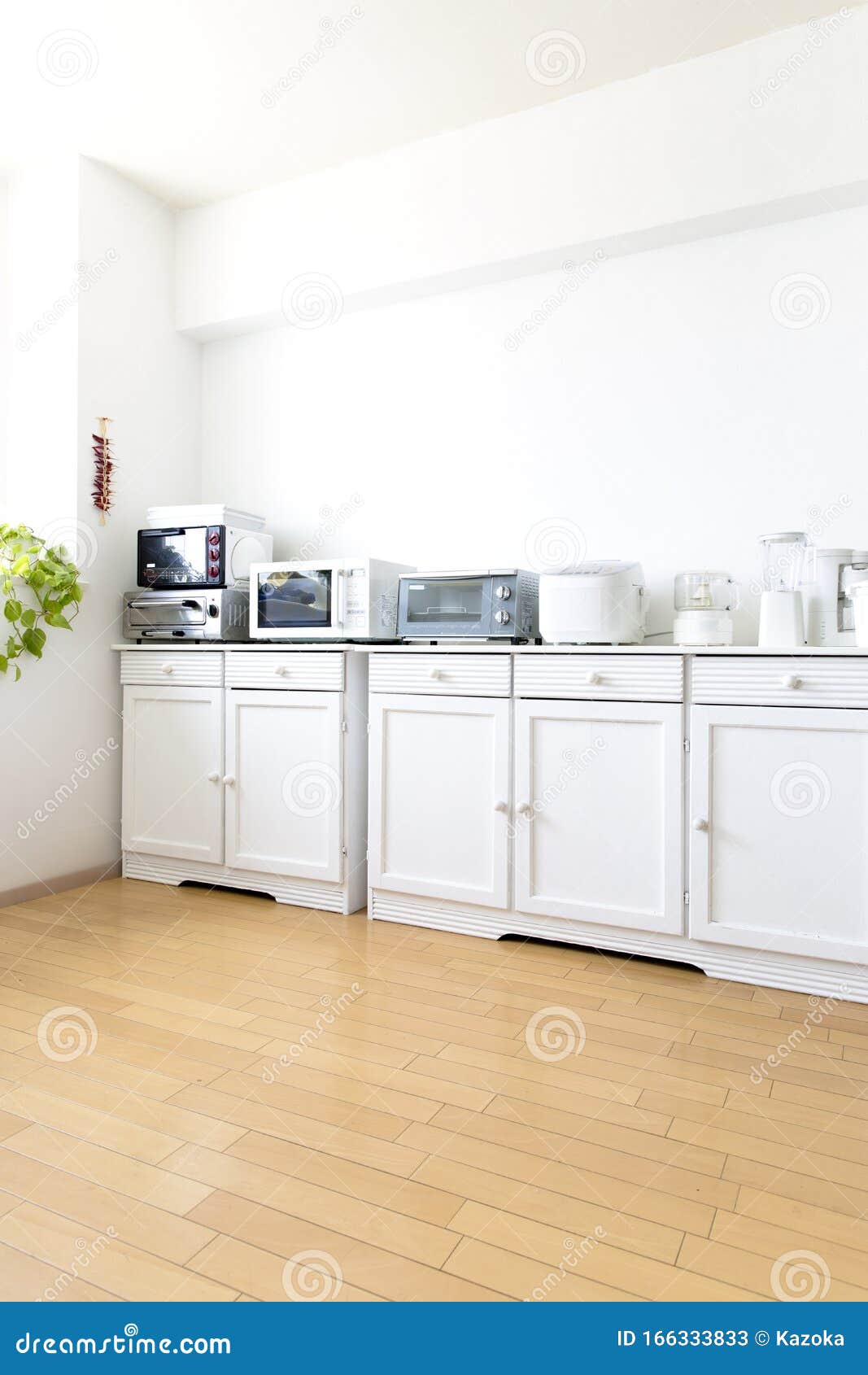 Japan Kitchen with Small Cooking Appliances are Lined Up Stock Image