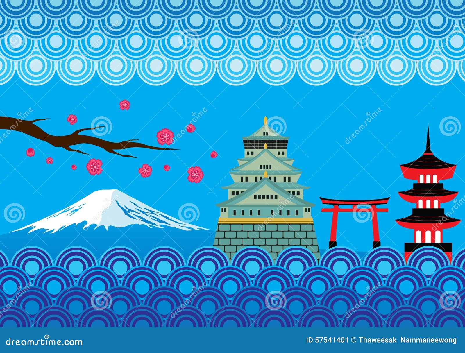 Japan Landmark and Culture Vector Stock Vector - Illustration of asian