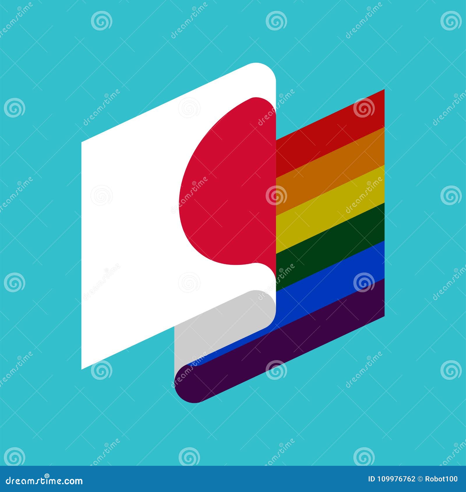 Japan Lgbt Flag Japanese Symbol Of Tolerant Gay Sign Rainbow Stock Vector Illustration Of Lesbian Country