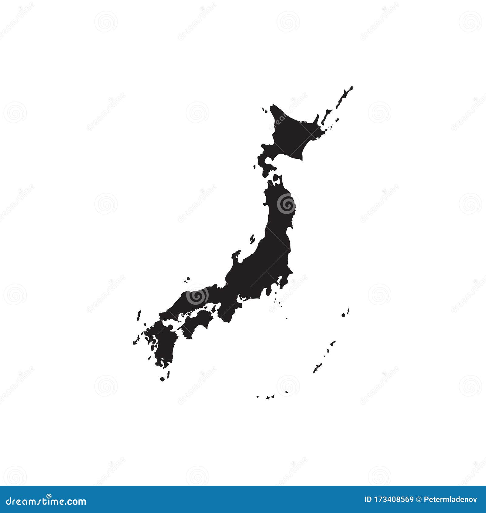 Japan Map Vector Geïsoleerd Op Witte Achtergrond. Zwarte Platte Plattegrond. Algemene Wereldkaart Vector Illustratie - of aardrijkskunde, achtergrond: 173408569