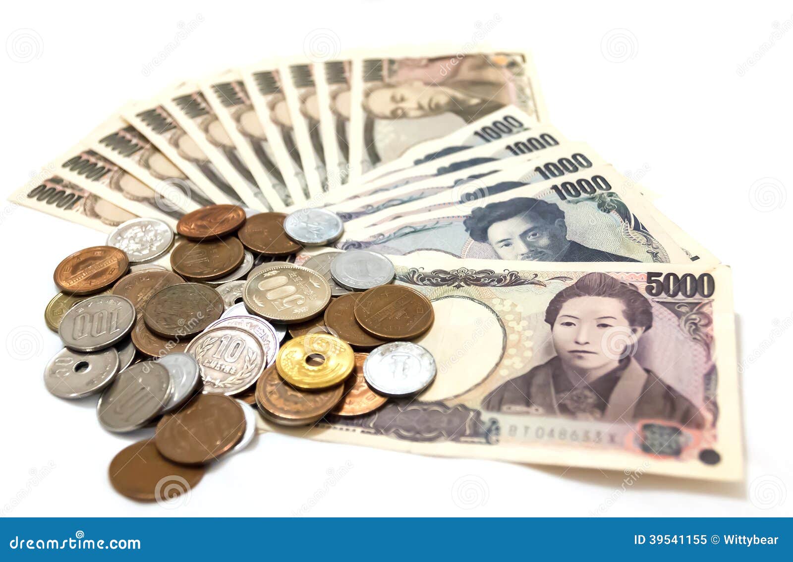 Japan Money on White Background Stock Image Image of currencies