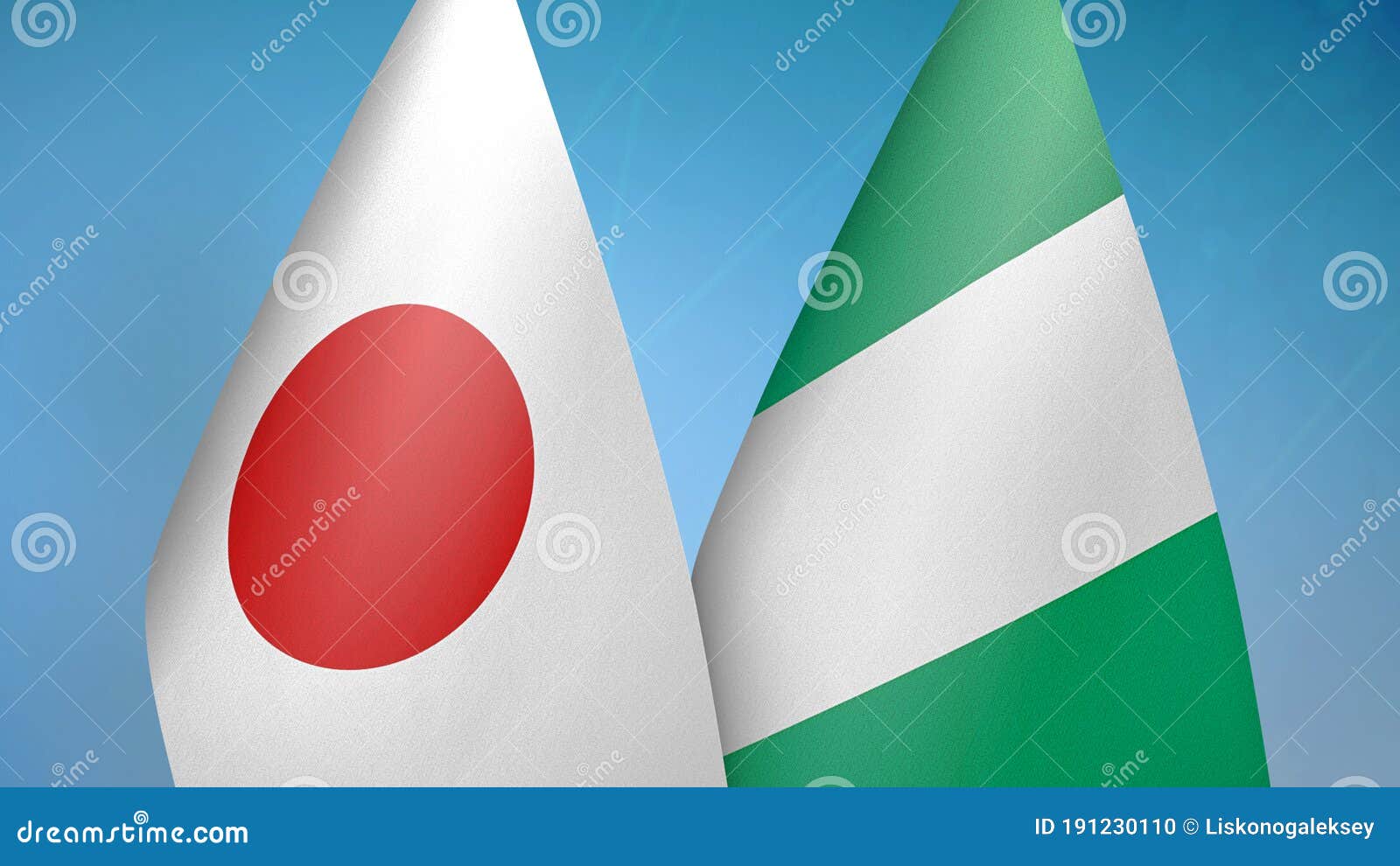 Japan and Nigeria Two Flags Stock Illustration Illustration of