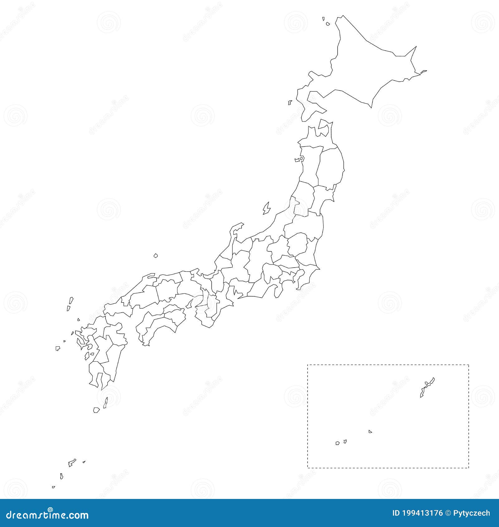 Japan Prefectures Map Stock Vector Illustration Of Line 199413176
