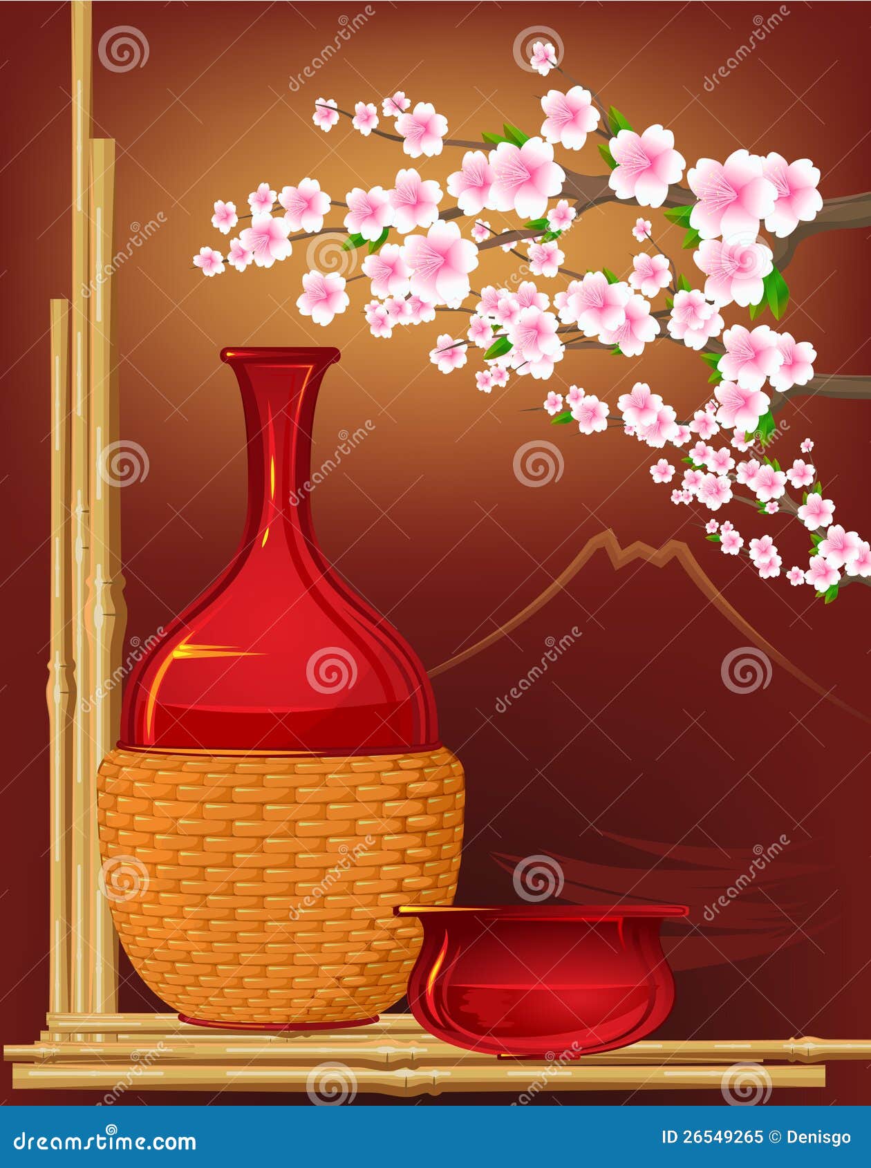 japan stillife with flowers