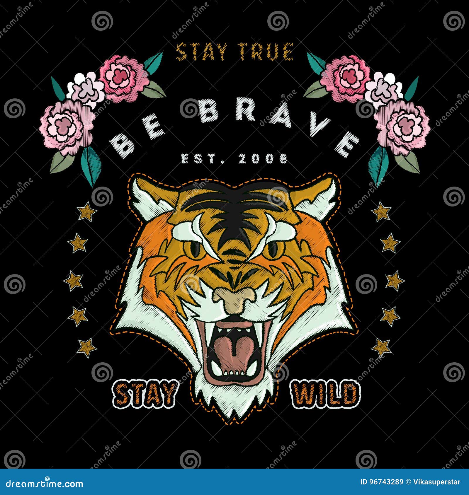 Japan Tiger Vector Embroidery Stock Vector Illustration of print