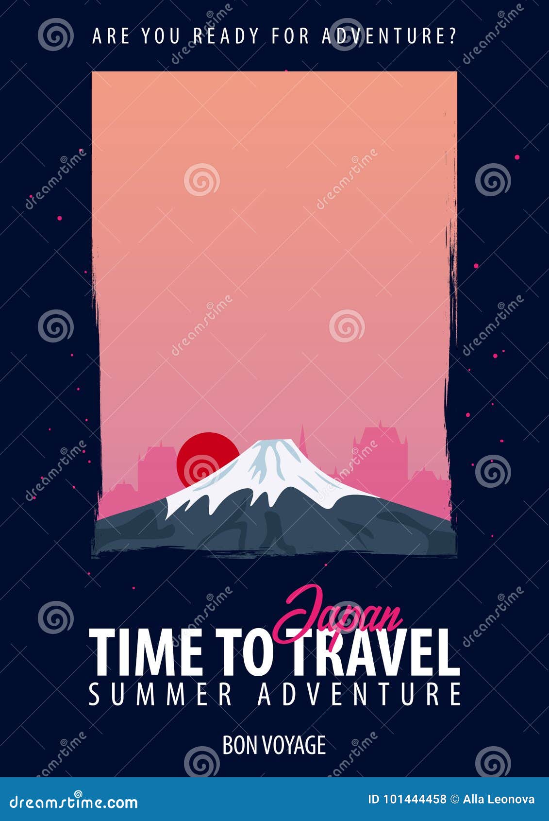 Japan. Time To Travel. Journey, Trip, Vacation. Your Adventure. Bon Voyage.  Stock Illustration - Illustration of japanese, peaceful: 101444458