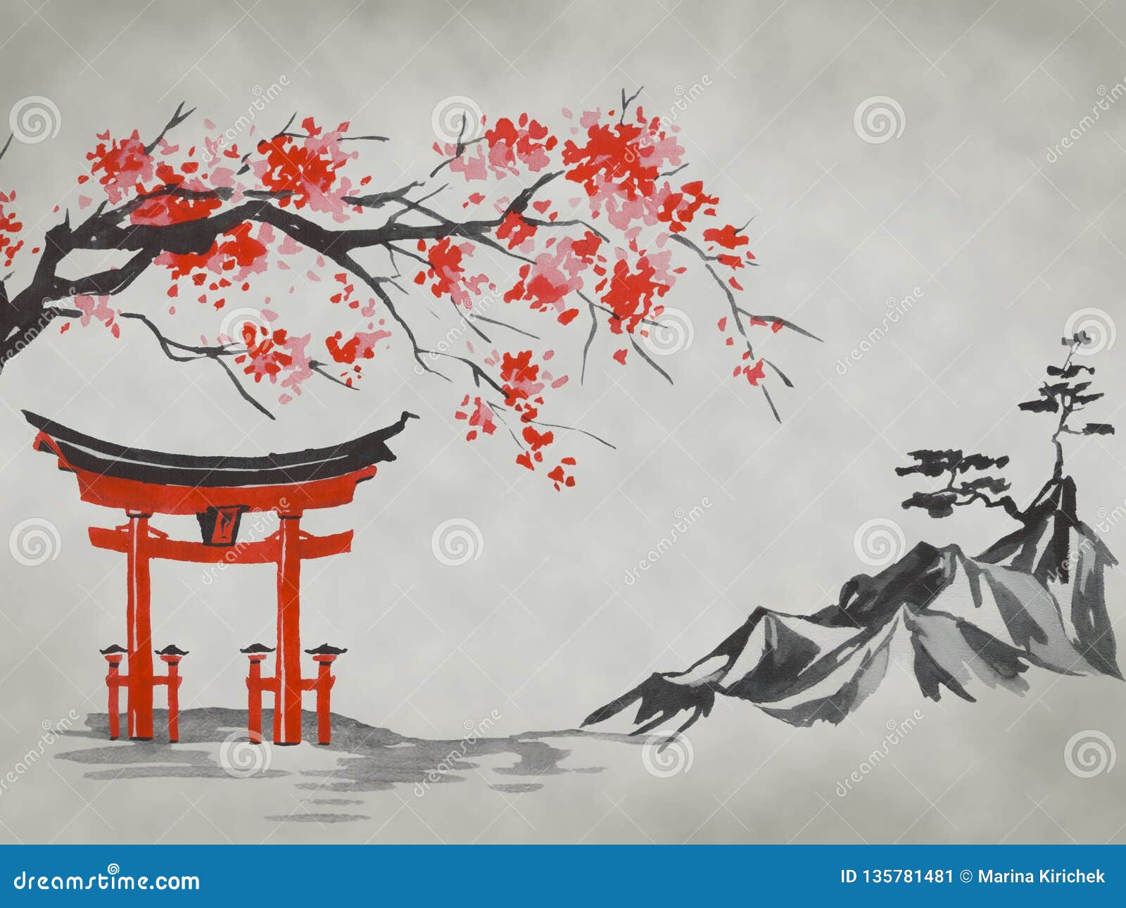 Torii, Japanese Gate, Torii Forest Background, Concept Art, Digital  Illustration, Anime, Generative AI Stock Illustration