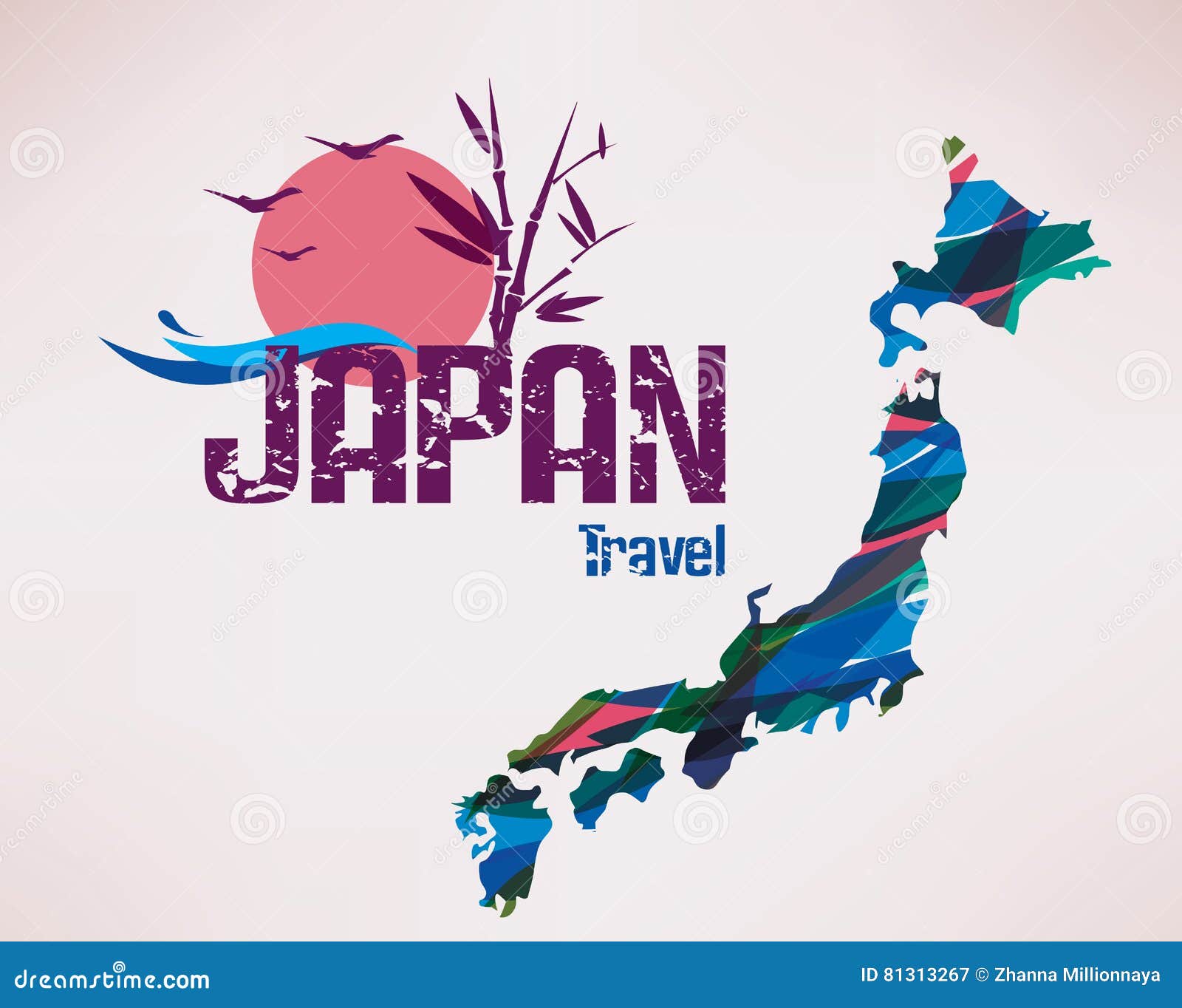 Japan Travel Map Background Stock Vector Image 81313267