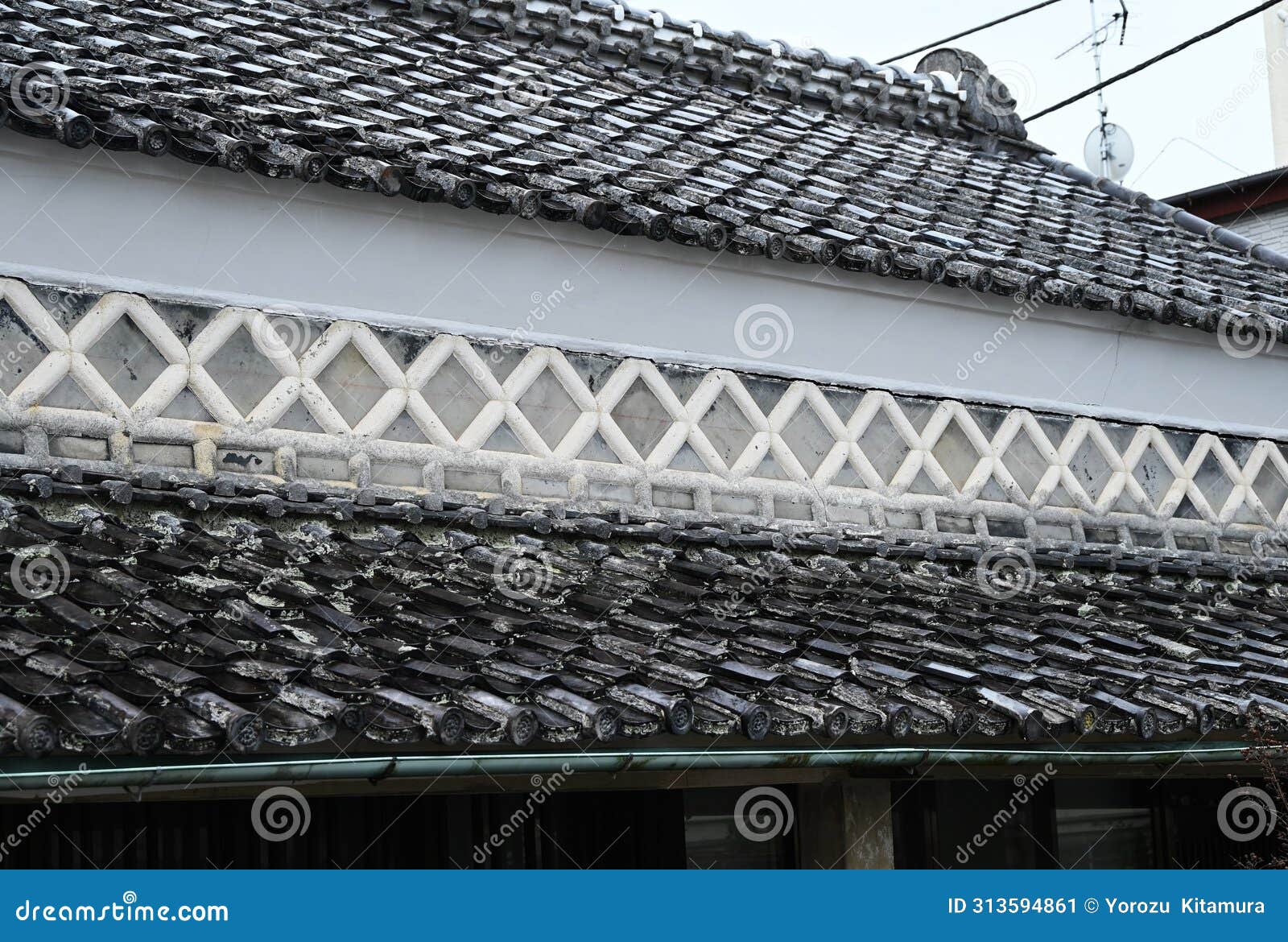 japan travel. traditional japanese wall pattern, called namako wall in japan.
