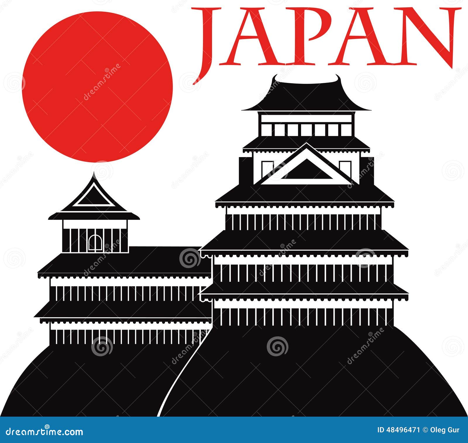 Japan stock vector. Illustration of silhouette, tourism - 48496471