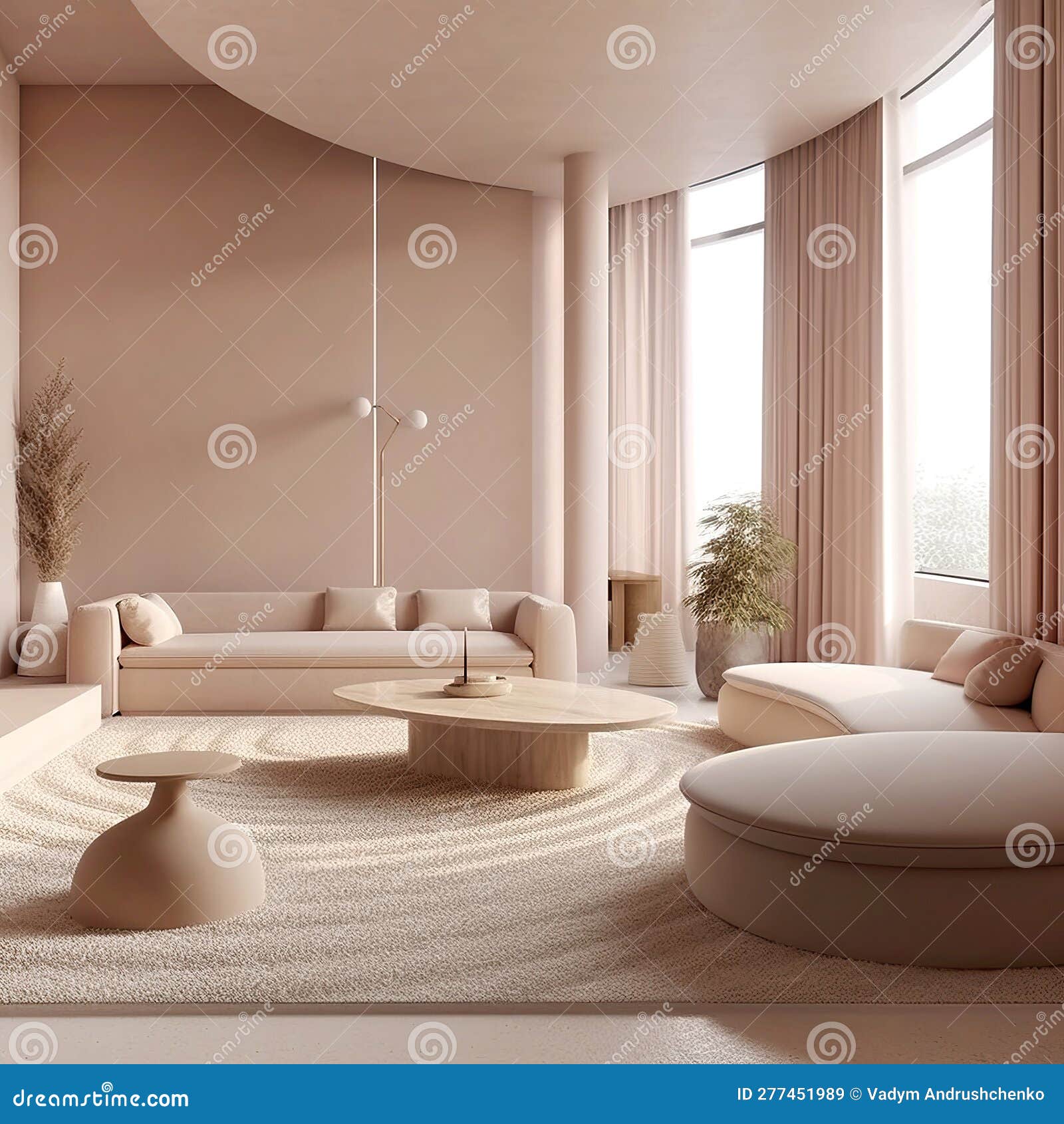 Japandi Style Interior Design of Modern Living Room. Created with