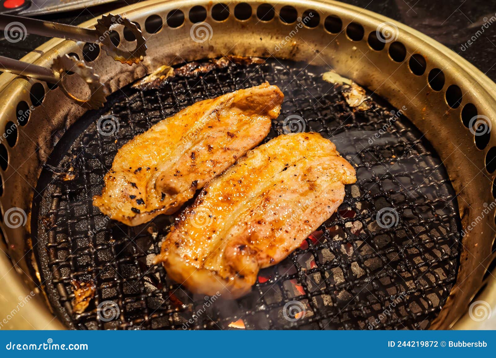 Japanese Beef Barbecue on Fire Charcoal Grill Stock Photo Image of