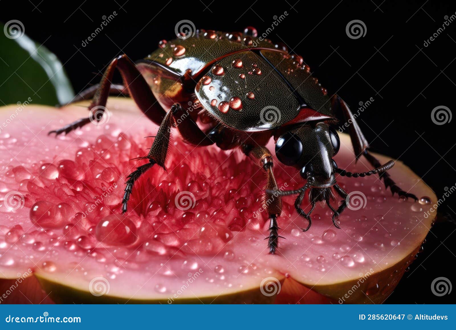 Japanese Beetle Chewing on a Rose Petal Stock Image Image of