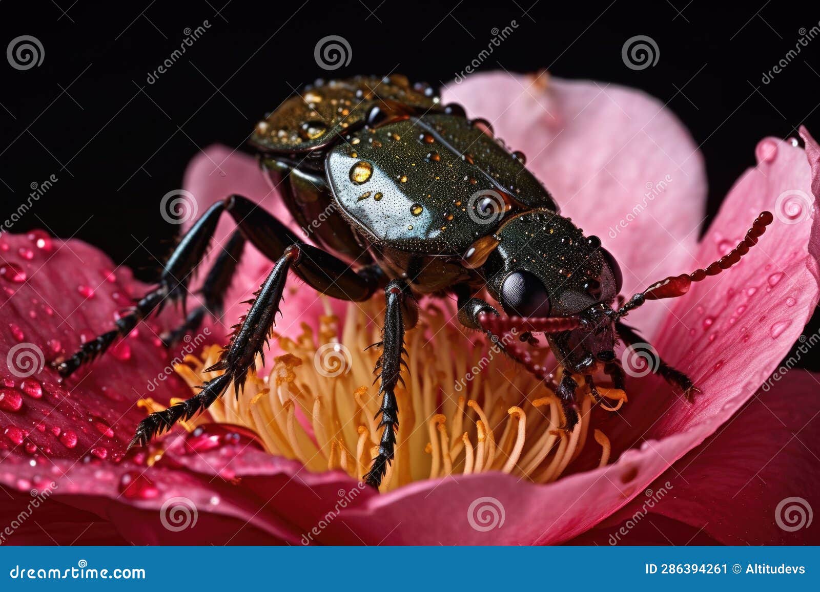 Japanese Beetle Chewing on a Rose Petal Stock Image Image of plant