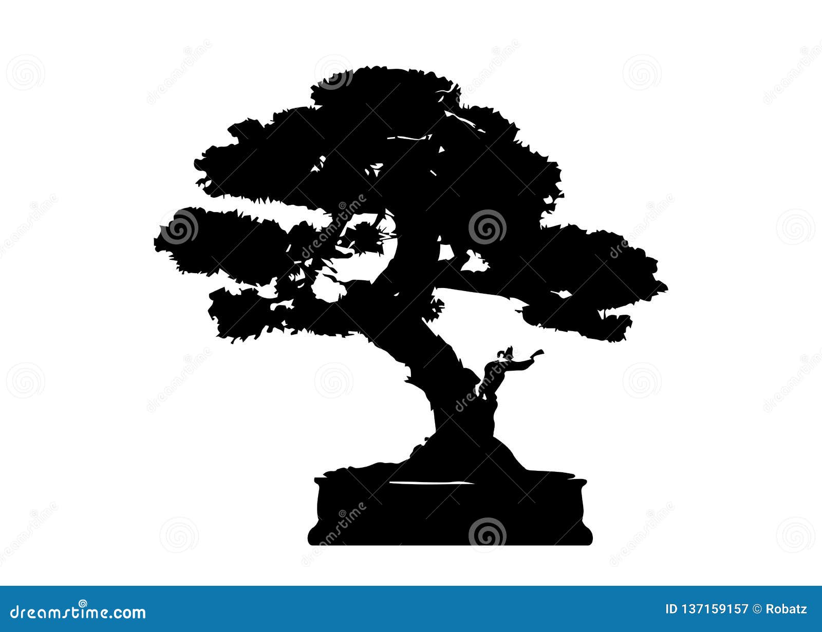Japanese Bonsai Tree Plant Silhouette Icons On White Background Black Silhouette Of Bonsai Detailed Image Vector Isolated Stock Vector Illustration Of Decoration Fish 137159157
