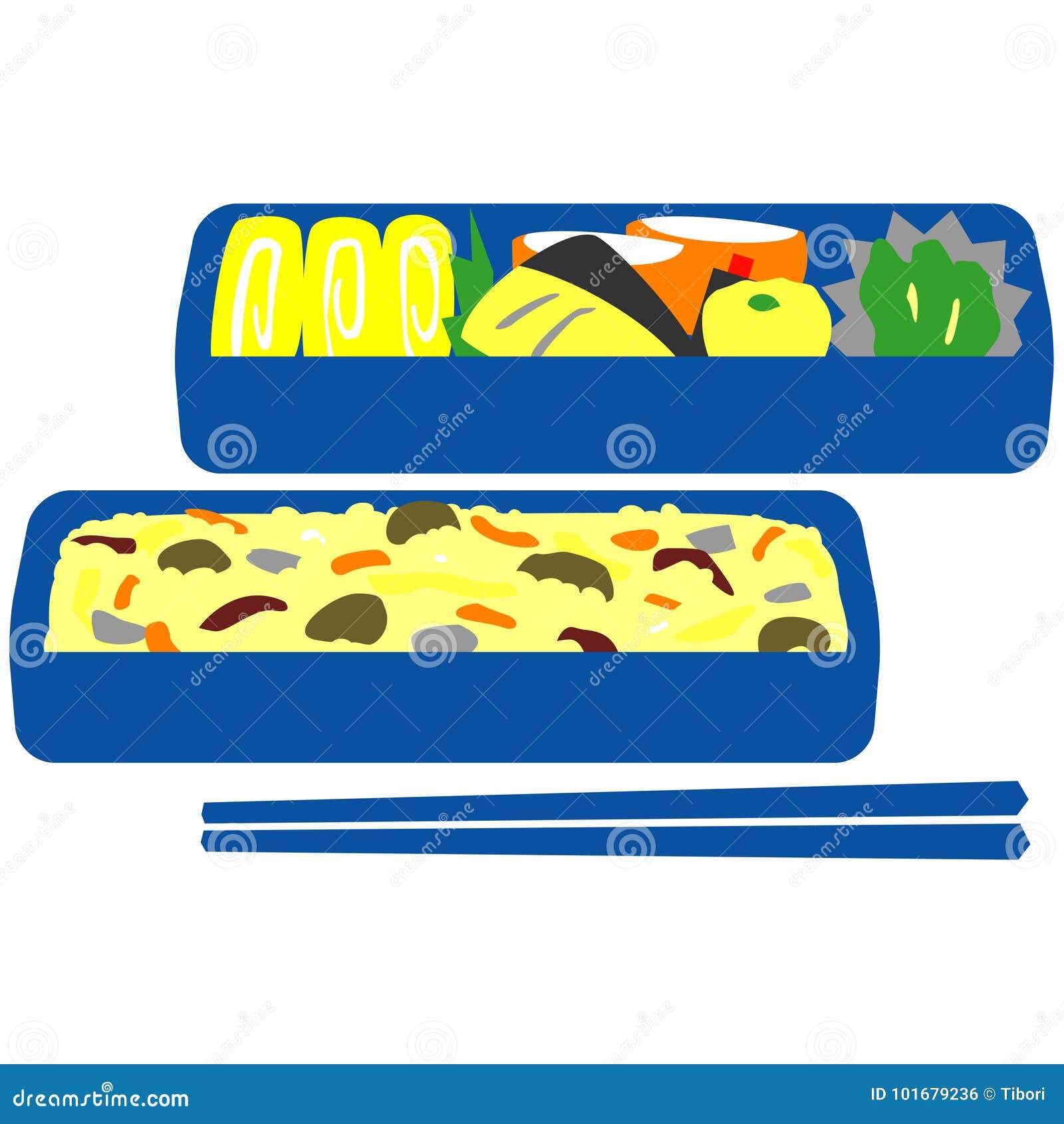 Japanese box lunch stock illustration. Illustration of fish 101679236