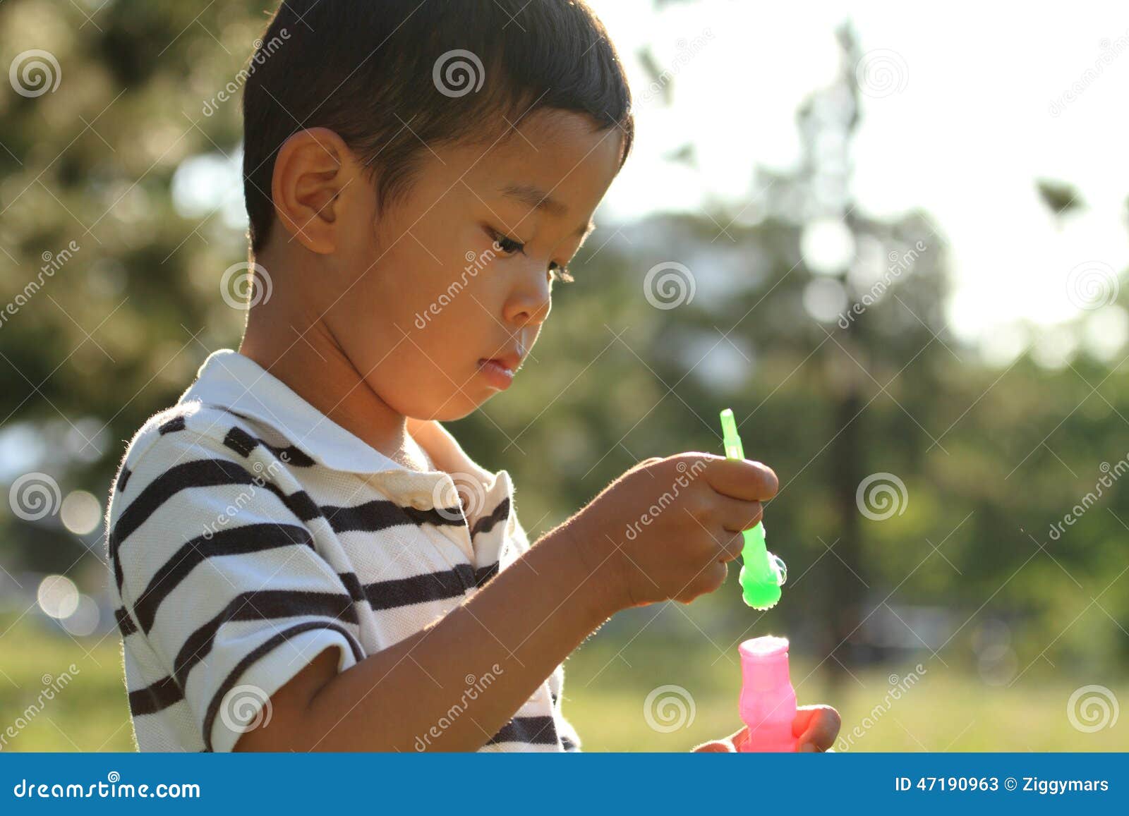 Japanese Boy Blowing Bubbles Stock Image Image of bubble, young 47190963