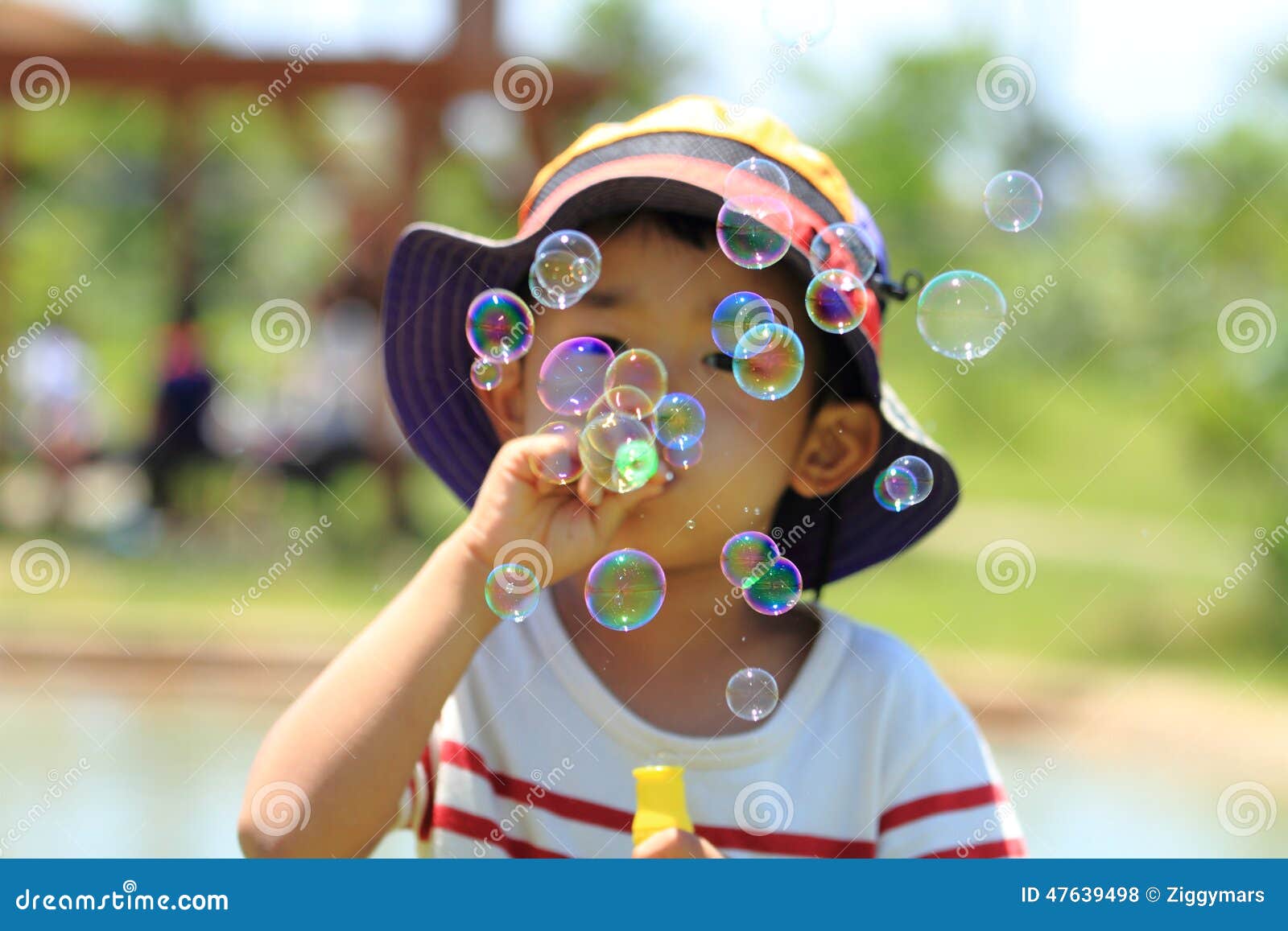 Japanese Boy Blowing Bubbles Stock Photo Image of kindergarten, clear